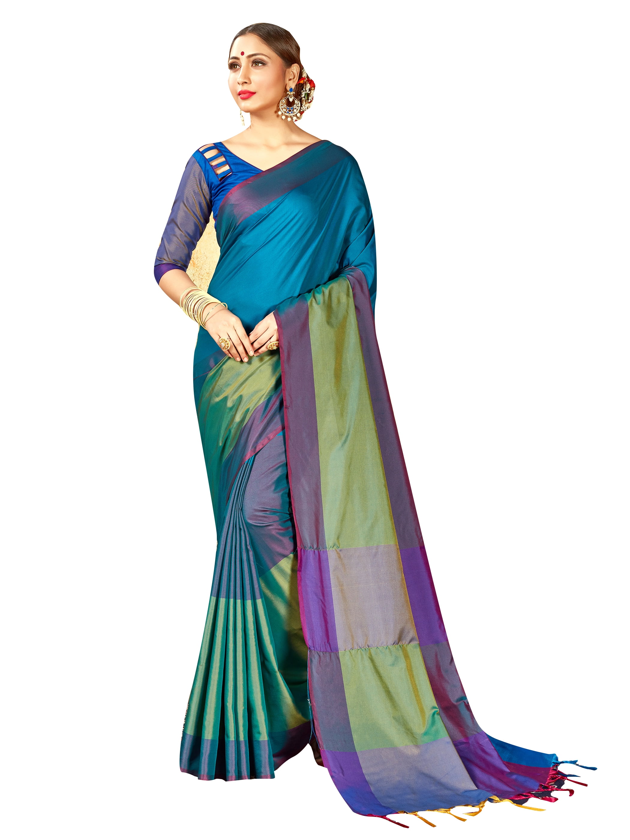Sarees for Women Cotton Silk Woven Saree || Ethnic Bangladesh Ubuy