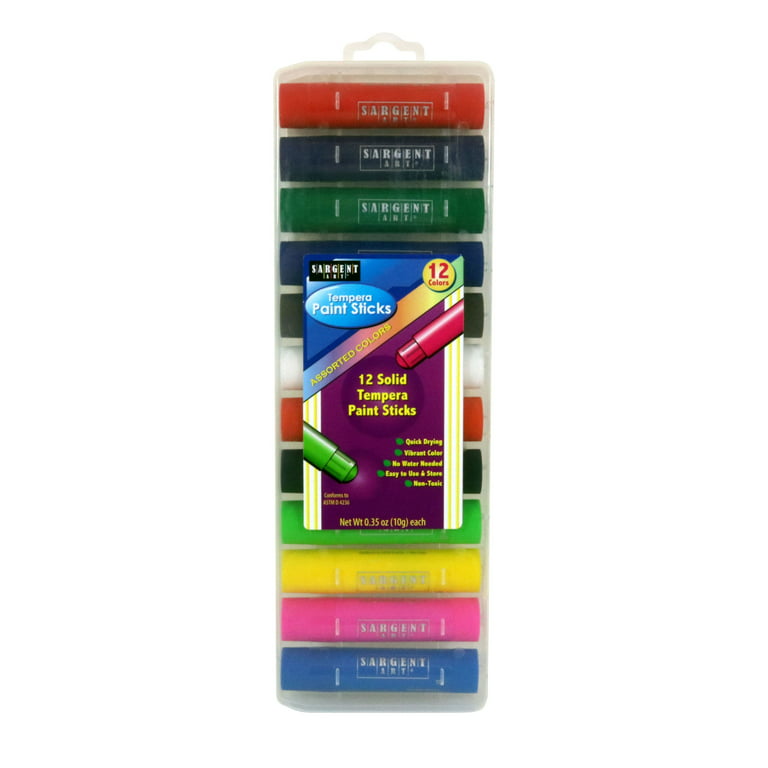  Sargent Art , Tempera Paint Sticks, 12 Colors with Case, Multi,  0.35 Ounce (Pack of 12)