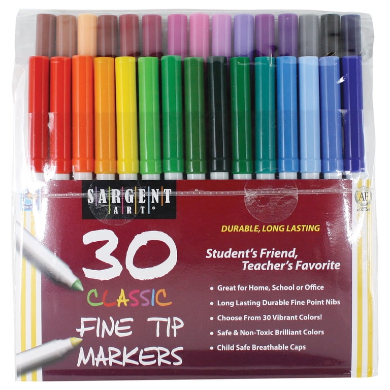 Sargent Art 30 Count Classic Markers, Fine Conical Tip, Plastic