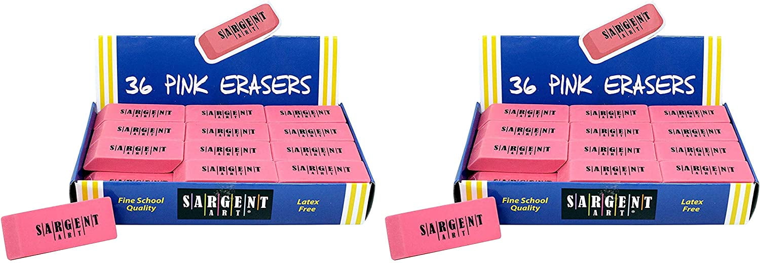 Sargent Art 4-Count Pink Eraser Blister Pack - Latex-Free School Erasers