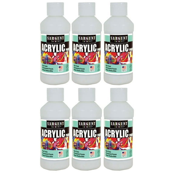 Sargent Art® Acrylic Paint, 8 oz., White, Pack of 6