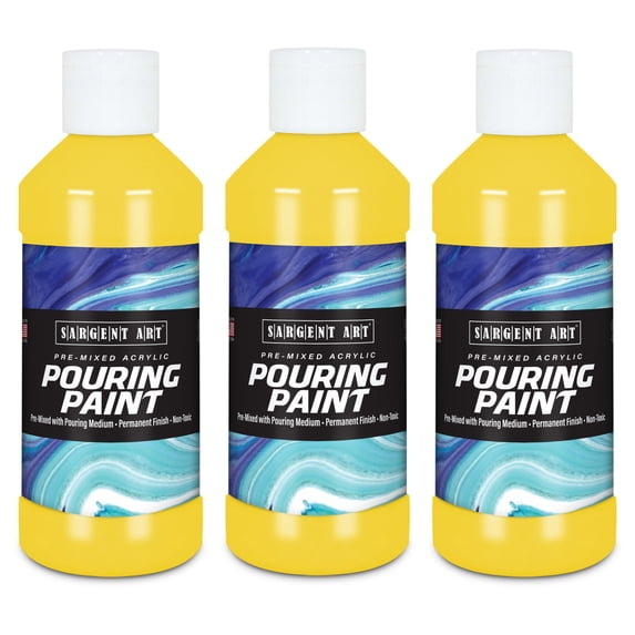 Sargent Art Acrylic Pouring Paint, 8 oz, Yellow, Pack of 3