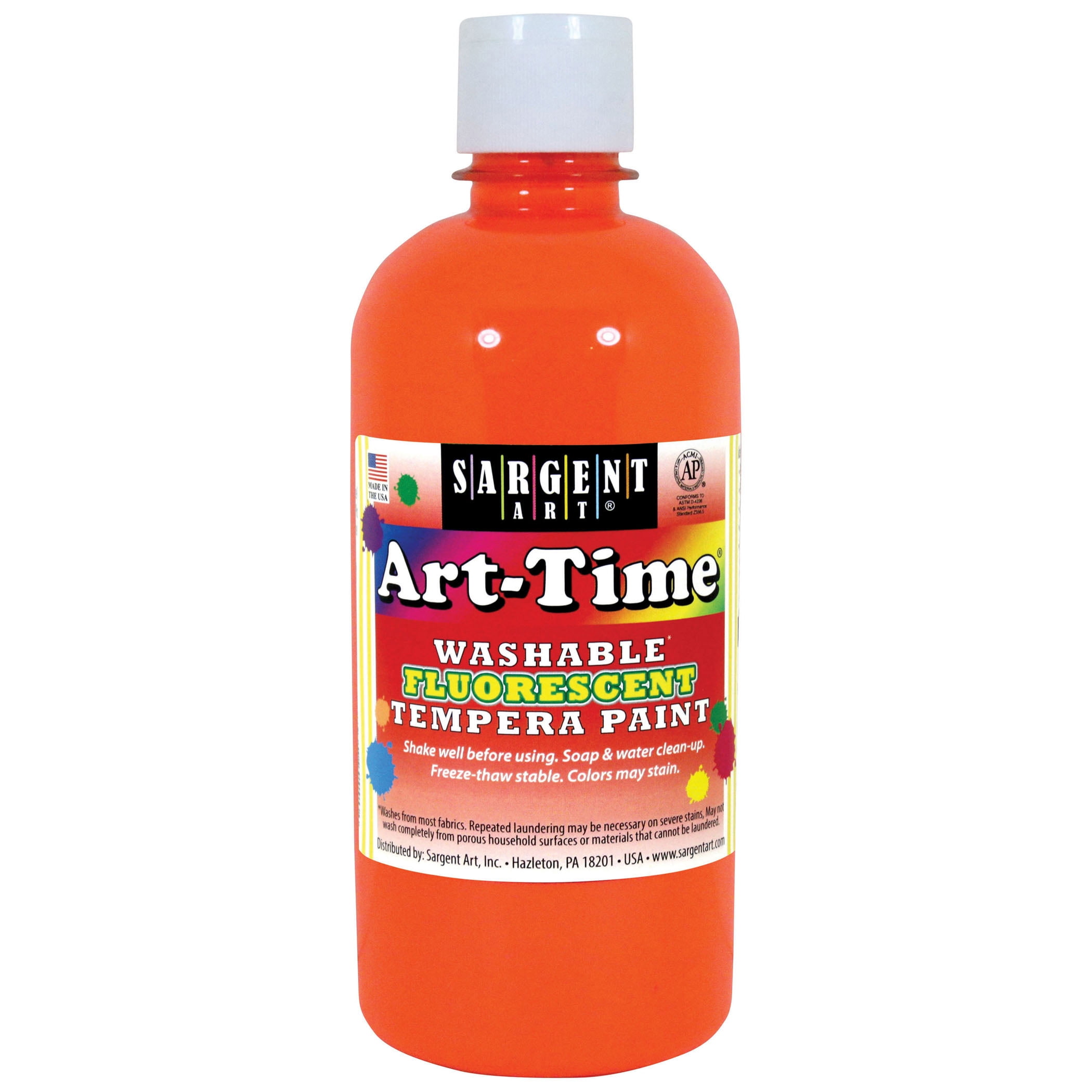 Sargent Art® ArtTime Washable Tempera Paint, 16oz, Fluorescent Orange