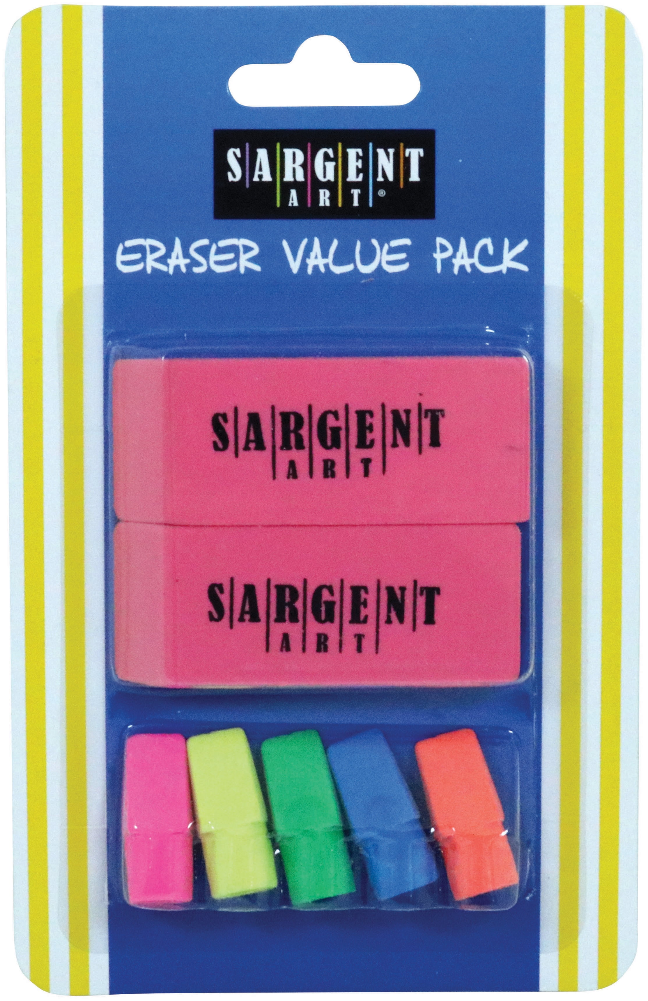 Sargent Art Eraser Value Pack2 Large Pink Erasers / 5 Cap Erasers