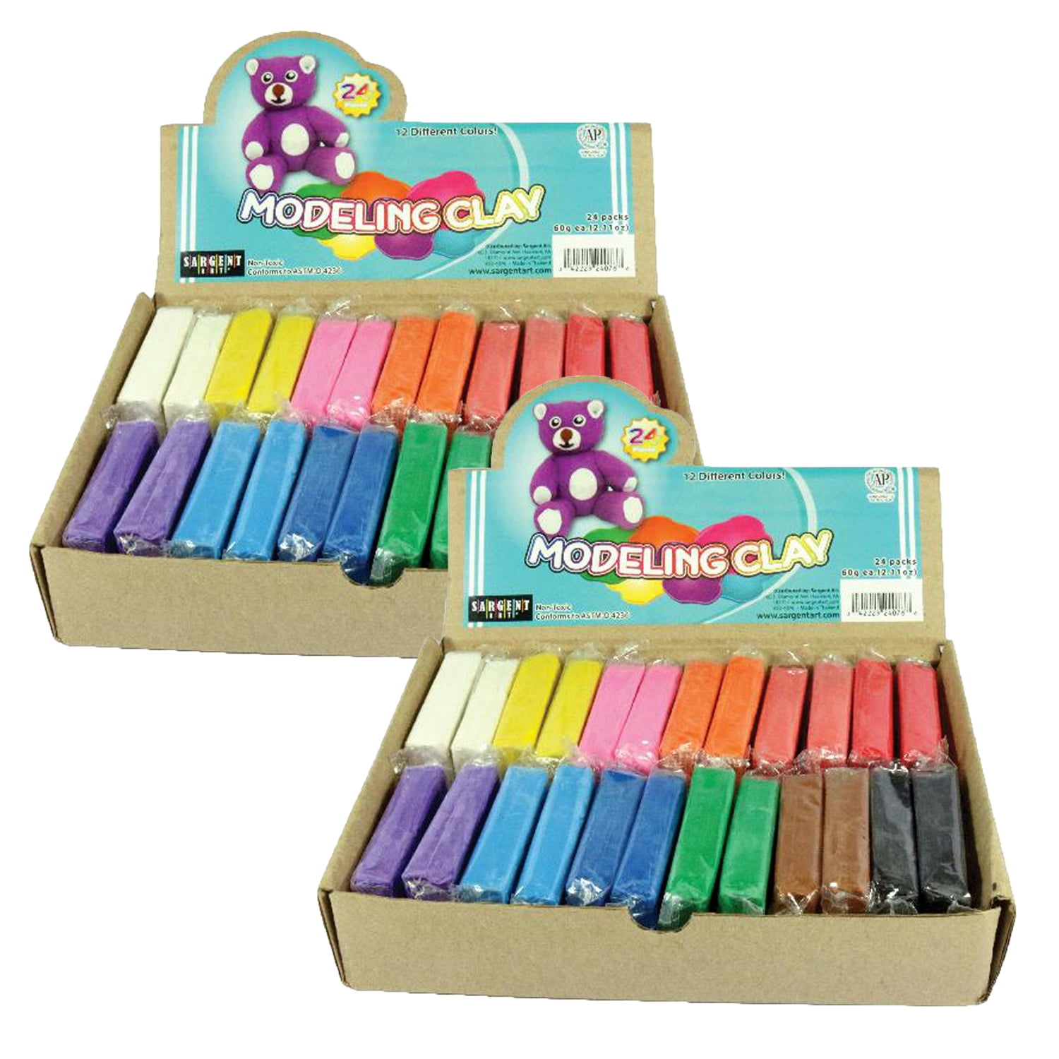 Sargent Art Modeling Clay Classpack, 60 Grams, 24 Per Pack, 2 Packs ...
