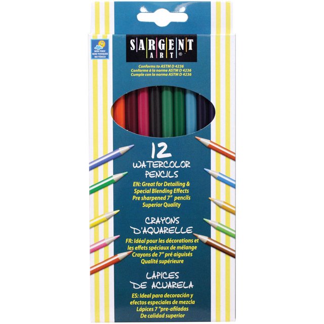Sargent Art NonToxic Watercolor Pencil, 7 in L, Assorted Color, Set of