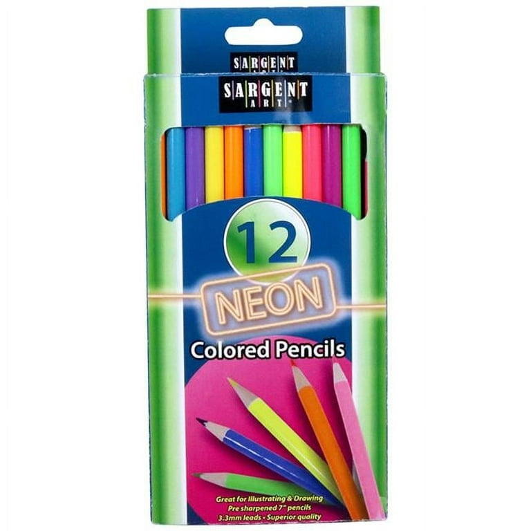 16 Ct Neon Colored Pencils Vibrant Pre-Sharpened Drawing Artist School  Coloring