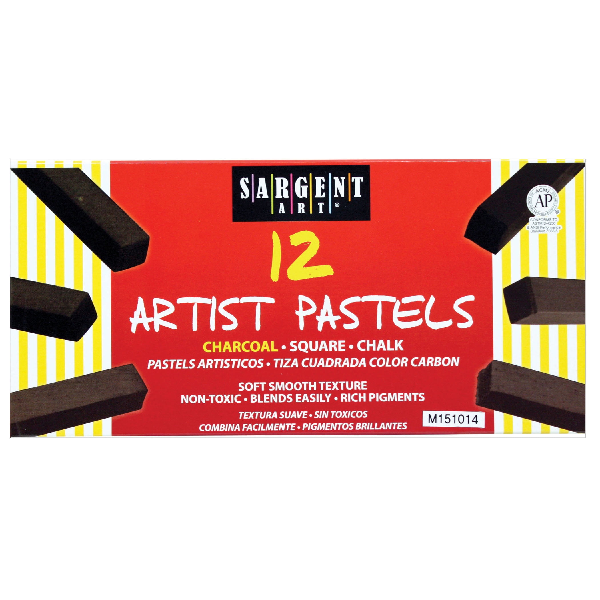 Sargent Art® Square Chalk Pastel Charcoal Color, 12 Per Pack, 6 Packs