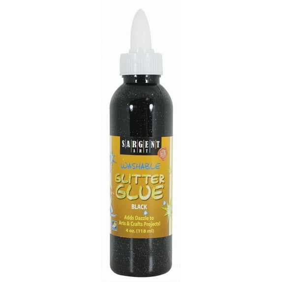 Sargent Art® Washable Glitter Glue, 4oz., Black, Pack of 12