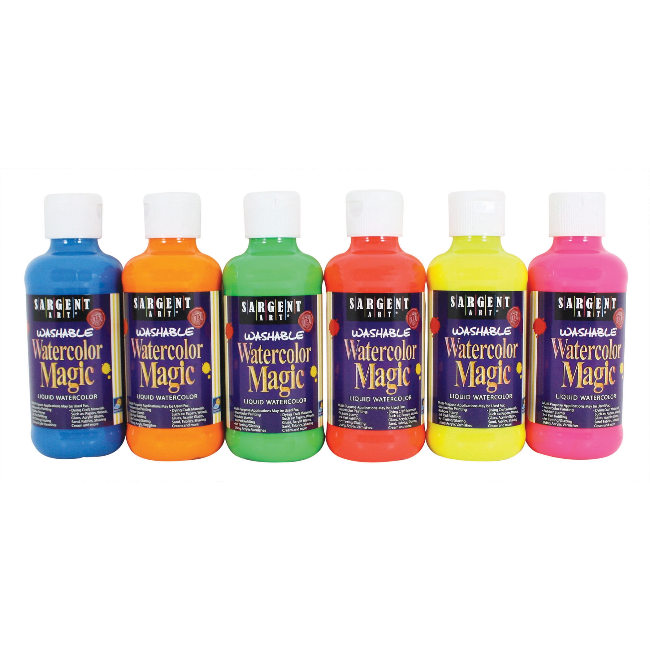 Sargent Art® Watercolor Magic® Paint, 6 Fluorescent Colors, 8 oz bottles