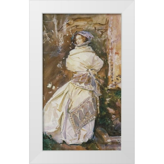 Sargent, John Singer 10x14 White Modern Wood Framed Museum Art Print Titled - The Cashmere Shawl, 1910