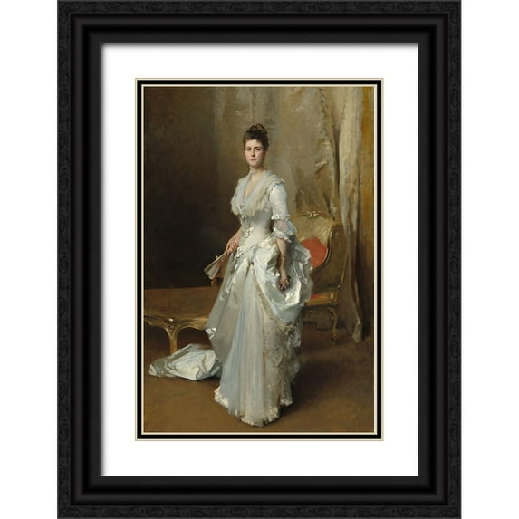 Sargent, John Singer 11x14 Black Ornate Wood Framed with Double Matting Museum Art Print Titled - Margaret Stuyvesant Rutherfurd White (Mrs. Henry White), 1883