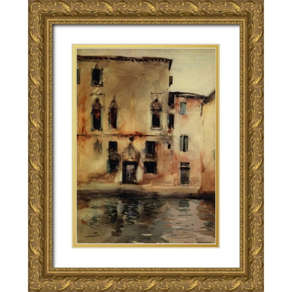 Sargent, John Singer 11x14 Gold Ornate Wood Framed with Double Matting Museum Art Print Titled - Palazzo Marcello, 1880-81