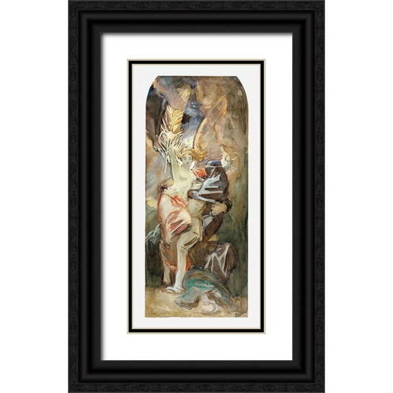 Sargent, John Singer 11x18 Black Ornate Wood Framed with Double Matting Museum Art Print Titled - Study for Death and Victory