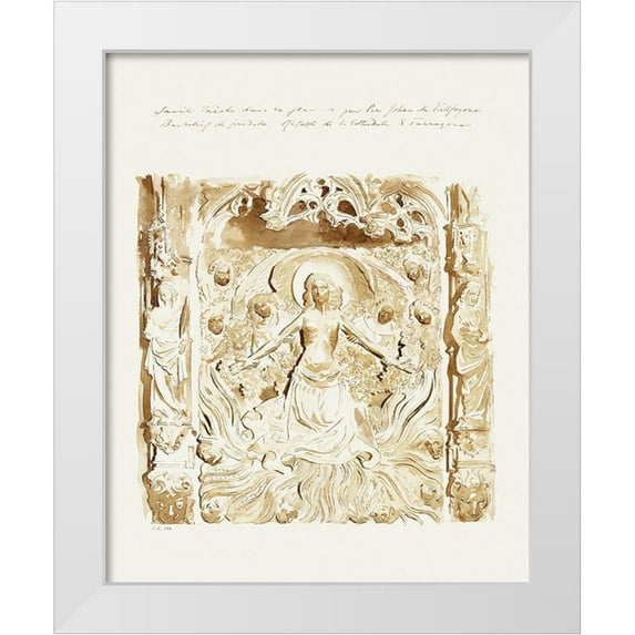 Sargent, John Singer 12x14 White Modern Wood Framed Museum Art Print Titled - Predella of an Altar-Cathedral-Tarragon