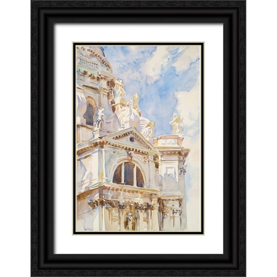 Sargent, John Singer 13x18 Black Ornate Wood Framed with Double Matting Museum Art Print Titled - The Salute-Venice