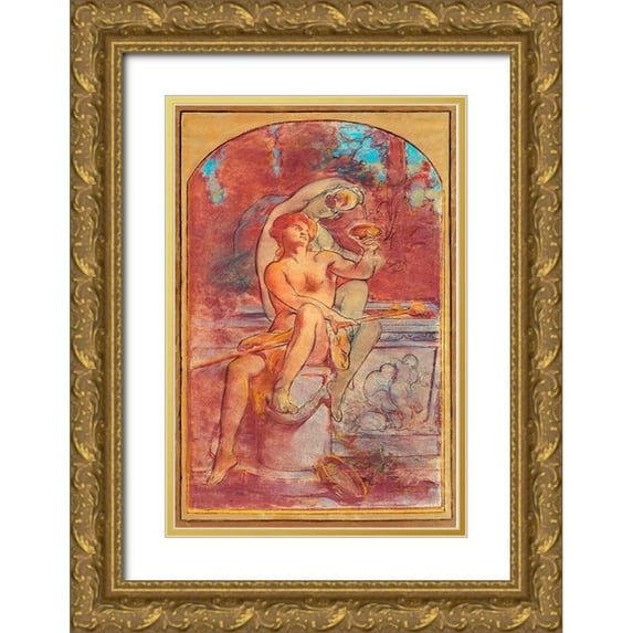 Sargent, John Singer 13x18 Gold Ornate Wood Framed with Double Matting Museum Art Print Titled - Bacchus