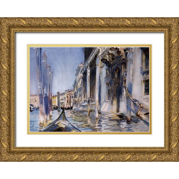 Sargent, John Singer 14x11 Gold Ornate Wood Framed with Double Matting Museum Art Print Titled - View of the Grand Canal, 1904