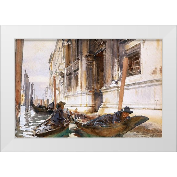 Sargent, John Singer 14x11 White Modern Wood Framed Museum Art Print Titled - Gondoliers Siesta
