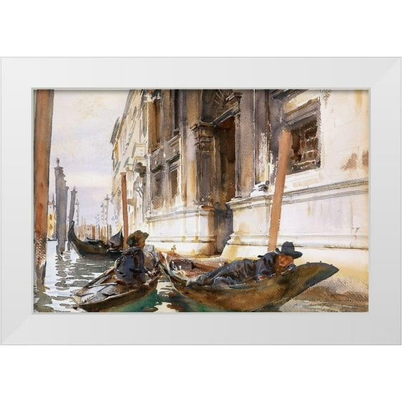 Sargent, John Singer 14x11 White Modern Wood Framed Museum Art Print Titled - Gondoliers Siesta