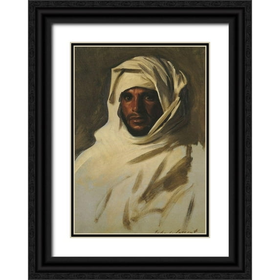 Sargent, John Singer 14x18 Black Ornate Wood Framed with Double Matting Museum Art Print Titled - A Bedouin Arab 1891