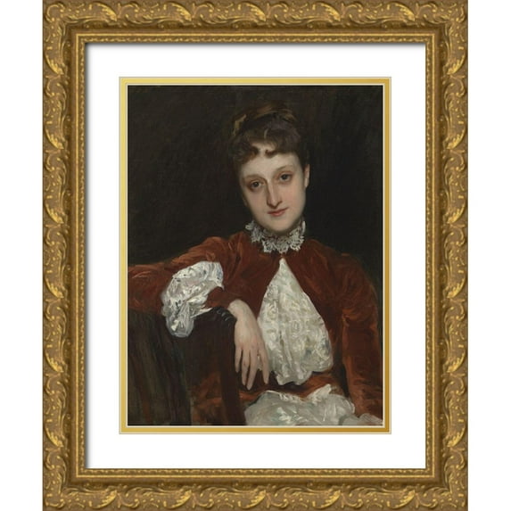 Sargent, John Singer 15x18 Gold Ornate Wood Framed with Double Matting Museum Art Print Titled - Mrs. Charles Deering (Marion Denison Whipple)