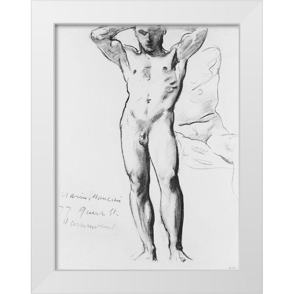 Sargent, John Singer 15x18 White Modern Wood Framed Museum Art Print Titled - Man Standing, Hands on Head
