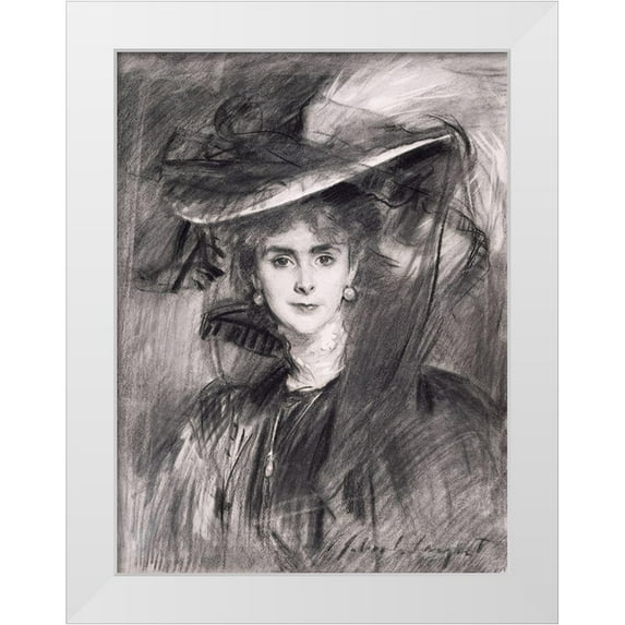 Sargent, John Singer 15x18 White Modern Wood Framed Museum Art Print Titled - Portrait of the Baroness de Meyer