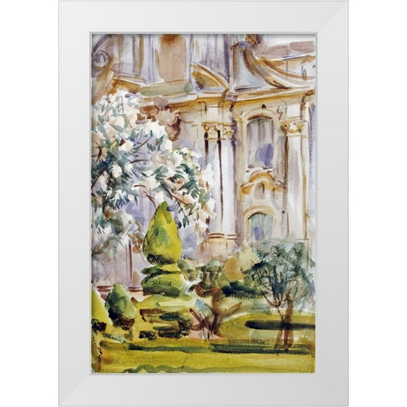 Sargent, John Singer 17x24 White Modern Wood Framed Museum Art Print Titled - Palace and Gardens, Spain