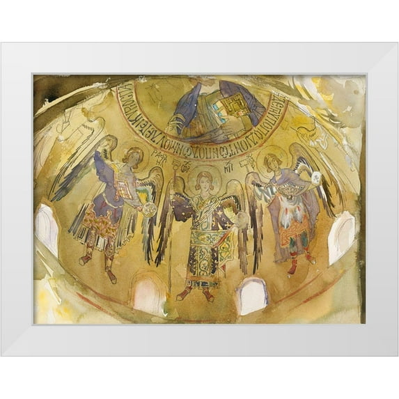 Sargent, John Singer 18x15 White Modern Wood Framed Museum Art Print Titled - Angels-Mosaic-Palatine Chapel-Palermo