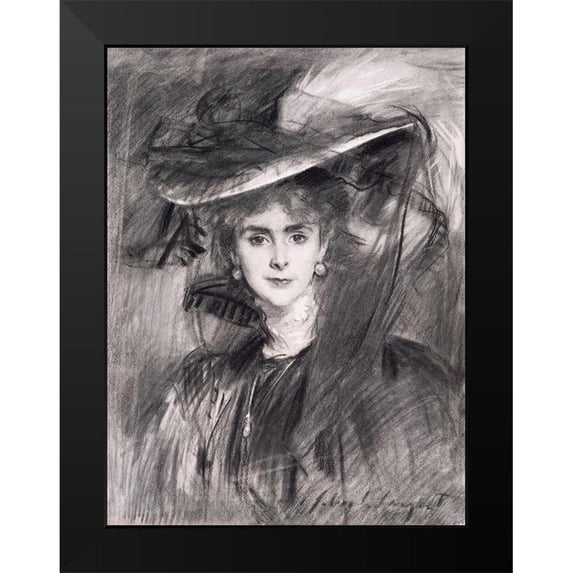 Sargent, John Singer 19x24 Black Modern Framed Museum Art Print Titled - Portrait of the Baroness de Meyer