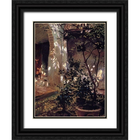 Sargent, John Singer 19x24 Black Ornate Wood Framed with Double Matting Museum Art Print Titled - Granada Sunspots