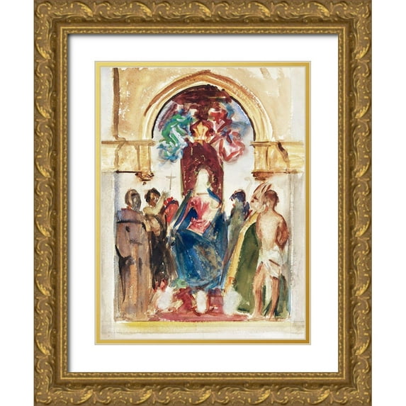 Sargent, John Singer 19x24 Gold Ornate Wood Framed with Double Matting Museum Art Print Titled - Madonna and Child and Saints
