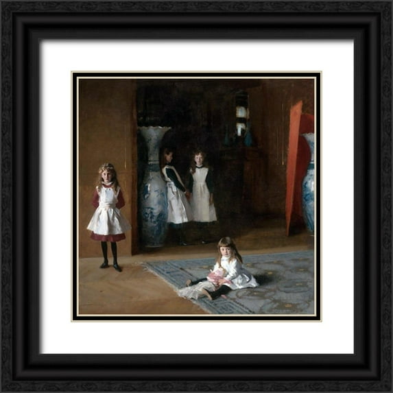Sargent, John Singer 20x20 Black Ornate Wood Framed with Double Matting Museum Art Print Titled - The Daughters of Edward Darley Boit