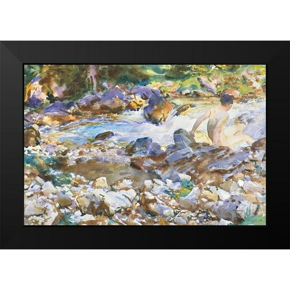 Sargent, John Singer 24x17 Black Modern Framed Museum Art Print Titled - Mountain Stream