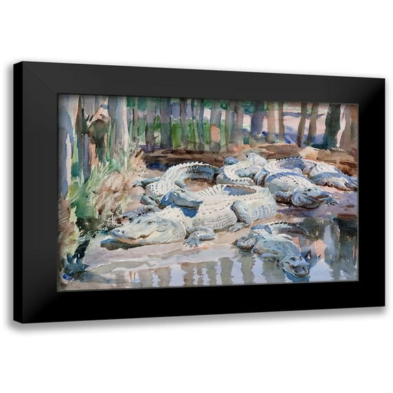 Sargent, John Singer 24x17 Black Modern Framed Museum Art Print Titled - Muddy Alligators