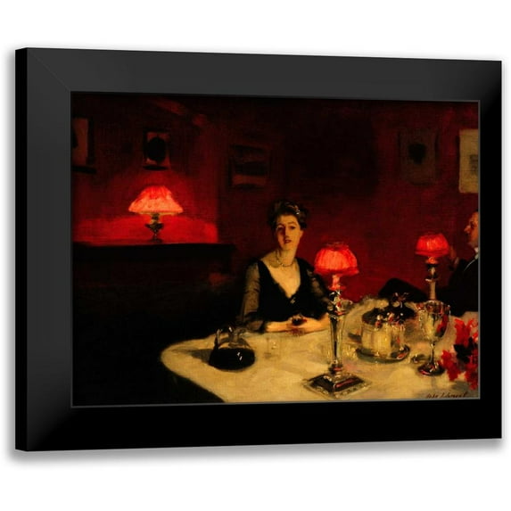 Sargent, John Singer 24x19 Black Modern Framed Museum Art Print Titled - A Dinner Table at Night