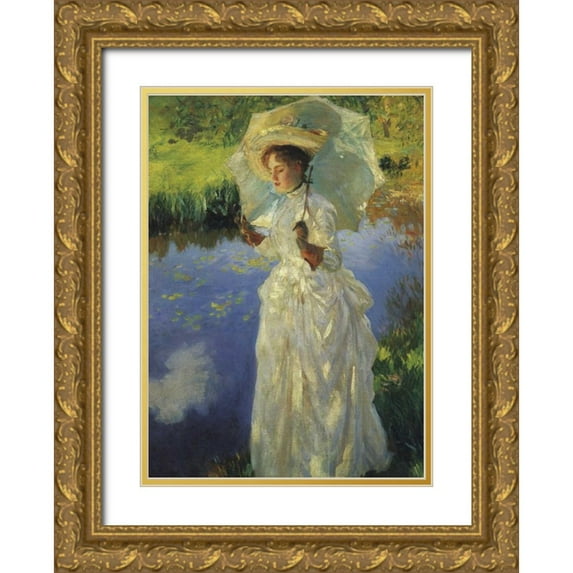 Sargent, John Singer 24x32 Gold Ornate Wood Framed with Double Matting Museum Art Print Titled - A Morning Walk 1888