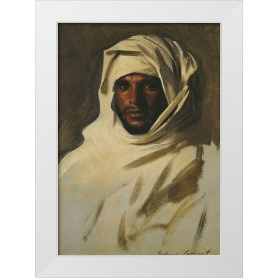 Sargent, John Singer 24x32 White Modern Wood Framed Museum Art Print Titled - A Bedouin Arab 1891