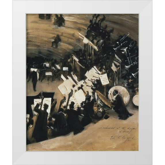 Sargent, John Singer 26x31 White Modern Wood Framed Museum Art Print Titled - Rehearsal of the Pas de Loup Orchestra