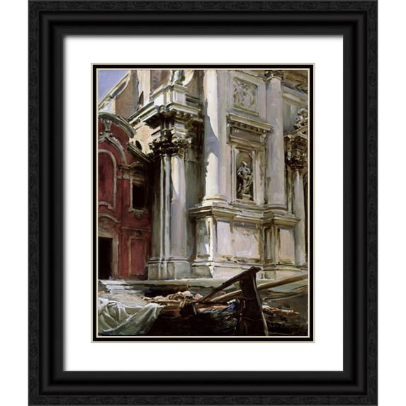 Sargent, John Singer 26x32 Black Ornate Wood Framed with Double Matting Museum Art Print Titled - Church of San Stae, Venice