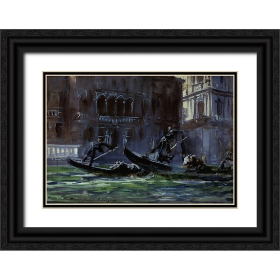 Sargent, John Singer 32x23 Black Ornate Wood Framed with Double Matting Museum Art Print Titled - Festa della Regata, 1902-04