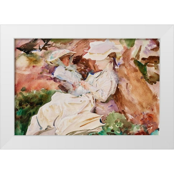 Sargent, John Singer 32x23 White Modern Wood Framed Museum Art Print Titled - Simplon - Mrs Barnard and her Daughter Dorothy
