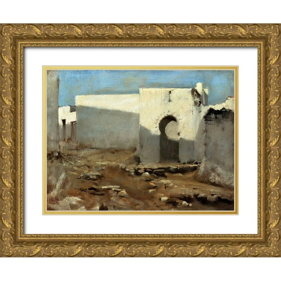 Sargent, John Singer 32x25 Gold Ornate Wood Framed with Double Matting Museum Art Print Titled - Moorish Buildings in Sunlight