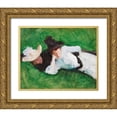 thumbnail image 1 of Sargent, John Singer 32x26 Gold Ornate Wood Framed with Double Matting Museum Art Print Titled - Two Girls on a Lawn, 1 of 4