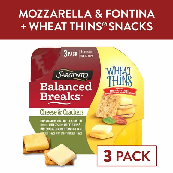 Sargento Balanced Breaks Mozzarella & Fontina Cheese, WHEAT THINS Sundried Tomato Basil