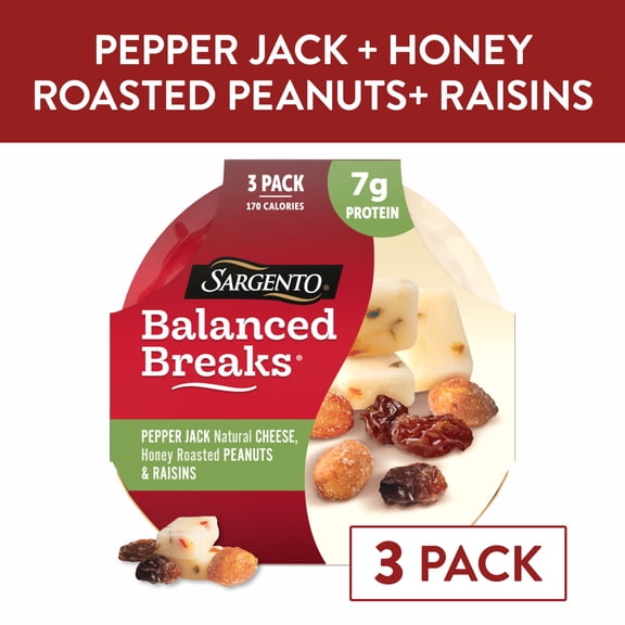 Sargento Balanced Breaks Pepper Jack Natural Cheese, Honey Roasted Peanuts and Raisins