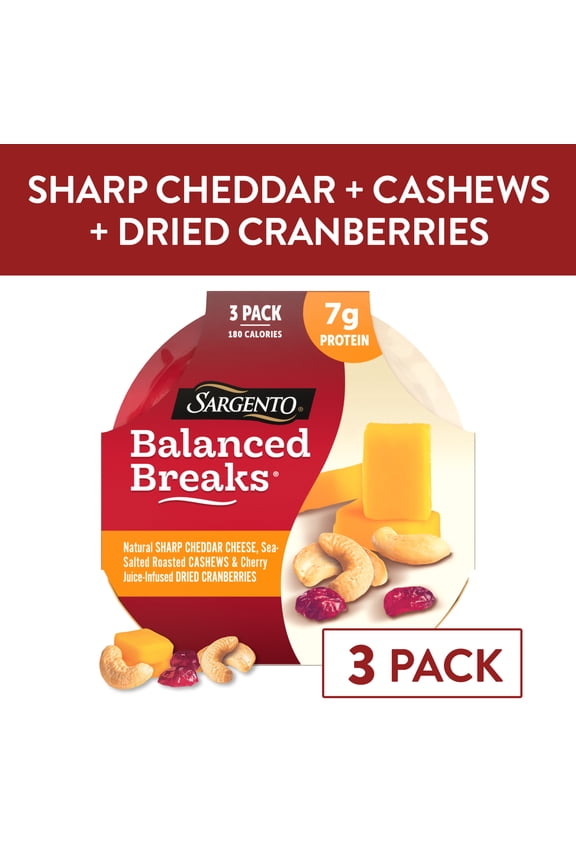 Balanced Breaks Sharp Cheddar Cheese, Cashews, Cherry Infused Dried Cranberries