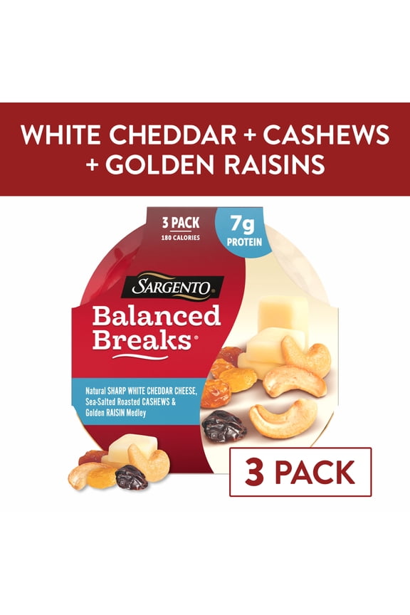 Balanced Breaks Sharp White Cheddar Cheese, Roasted Cashews, Raisins