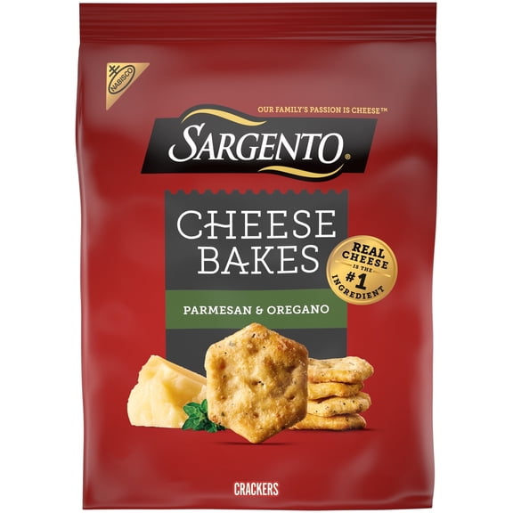 Sargento Cheese Bakes Parmesan and Oregano Crackers, Cheese Crackers, Lunch Snacks, 4.5 oz - 4 Pack